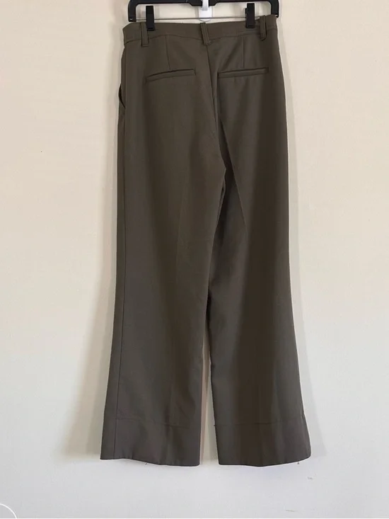H&M Wide Leg Trousers Khaki Green Size 6 - Picture 9 of 13